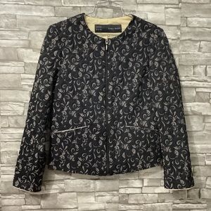 Zara Basic zip-up brocade casual jacket Size S (W552)
